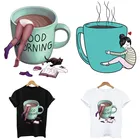 Кофе для гурманов и красавиц Утюг на нашивки с полосками аппликации термо-Стикеры для одежды на одежду теплопередающая Наклейка Бесплатная доставка