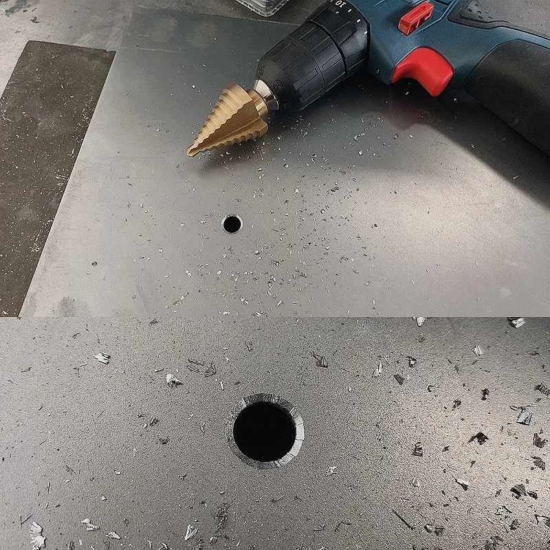 

COMOWARE Step Core Drill Bit for metal tools hole cutter step drill HSS High Speed Steel Drill Bit Titanium Coated Double Cut