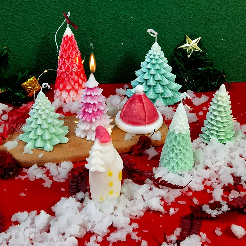 

2021 Christmas Silicone Mold Creative DIY Santa Claus Christmas Tree Aromatherapy Candle Plaster Decoration Molds for Wholesale