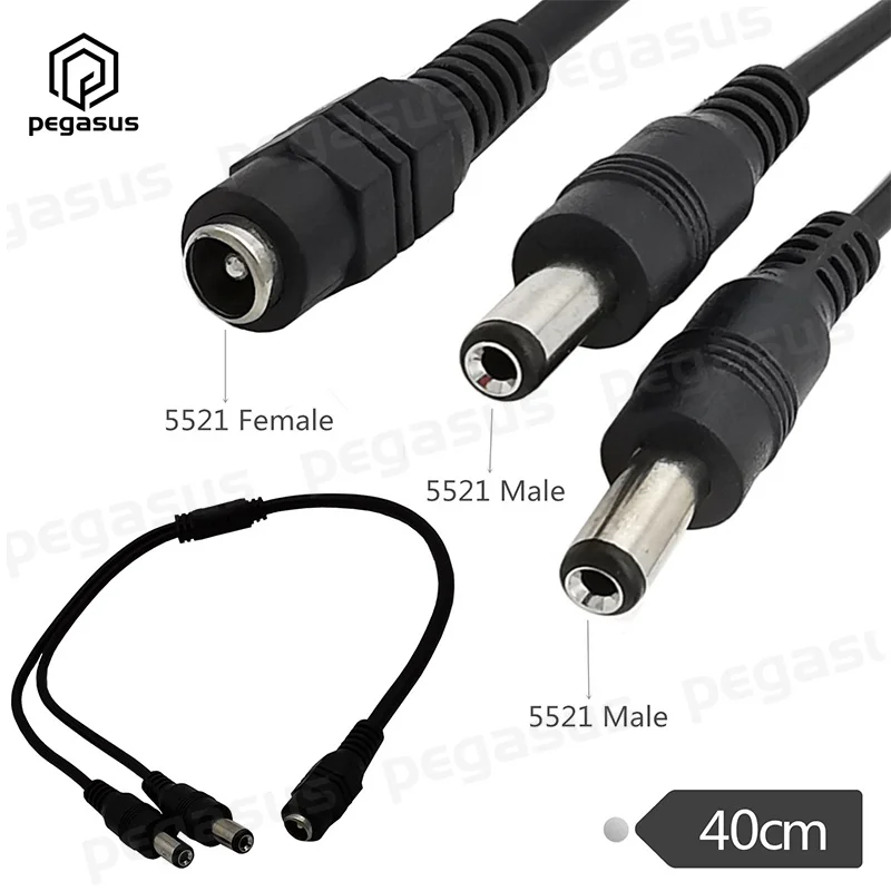 

5.5x2.1mm Female to 2 Male DC Power Splitter Cable Adapter CCTV Camera 40CM 19V 24V
