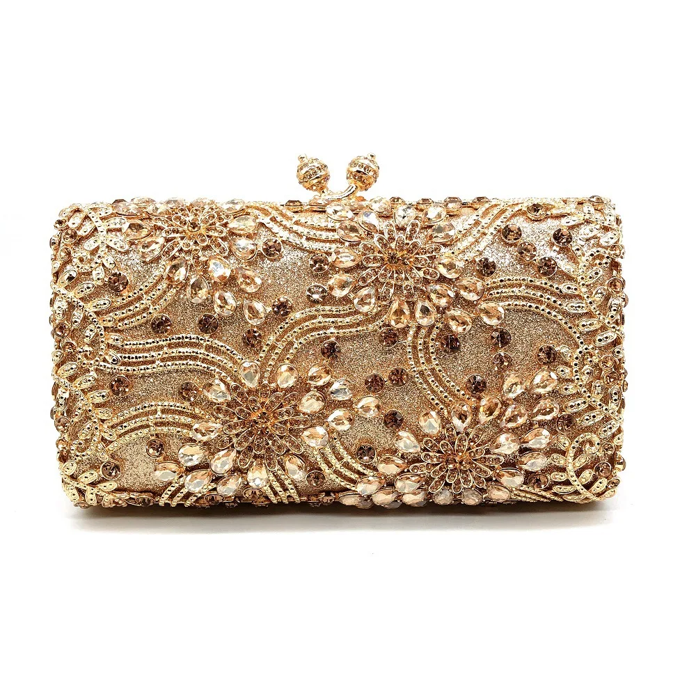 

XIYUAN Women Gold Color Rhinestone Evening Bags Wedding Party Diamond Bags Handbag Clutch Purse Bridal Handbags Clutches Bags