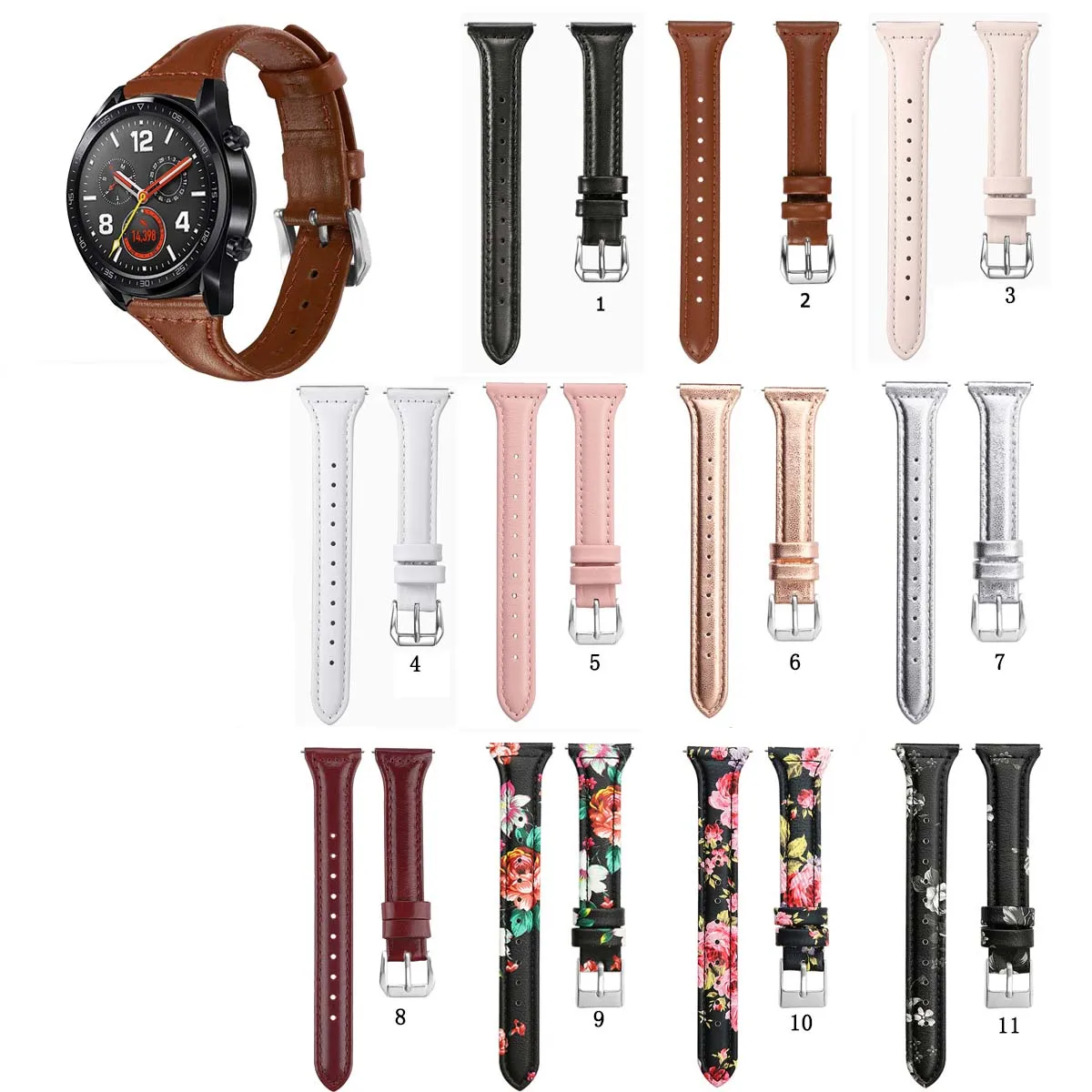 

20mm 22mm Slim Genuine Leather Band Strap for Huawei Watch GT 2 42mm 46mm 2e GT2 Pro GT3 Honor MagicWatch Watchband accessories