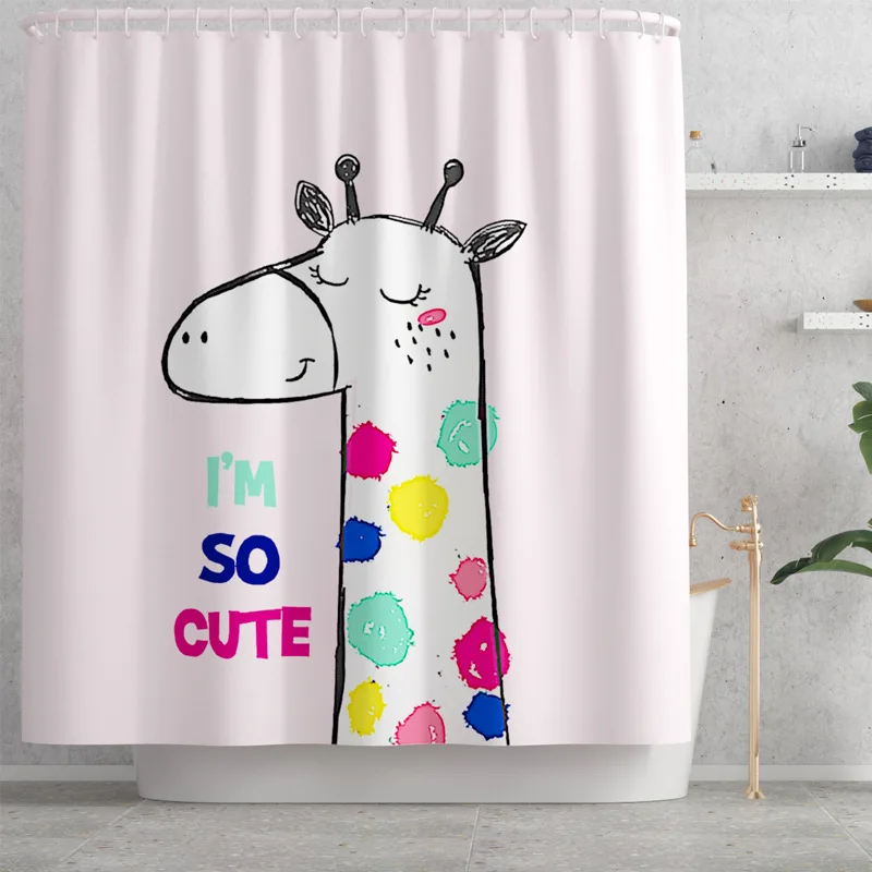 Cartoon Animal Bathroom Mat and Shower Curtain Set Microfiber Toilet Rug Seat Cover Non-Slip Bath | Дом и сад