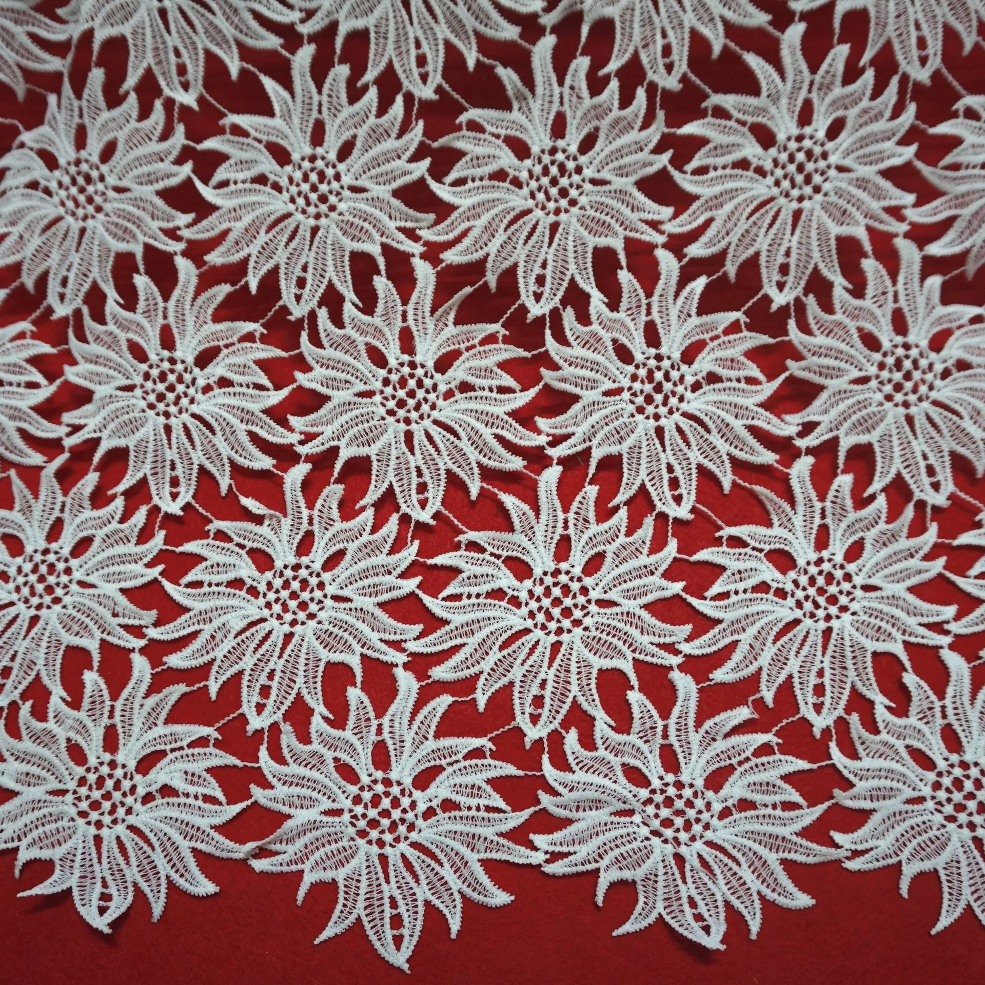 

2 Yard/ Lot Embroidery fabric hollow water soluble lace elastic milk silk embroidery full of large flower three-dimensional geo