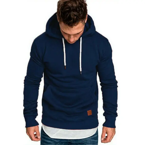 

Mens Long Sleeve Hoodie Hooded Warm Tops Sport Gym Warm Tops Shirts