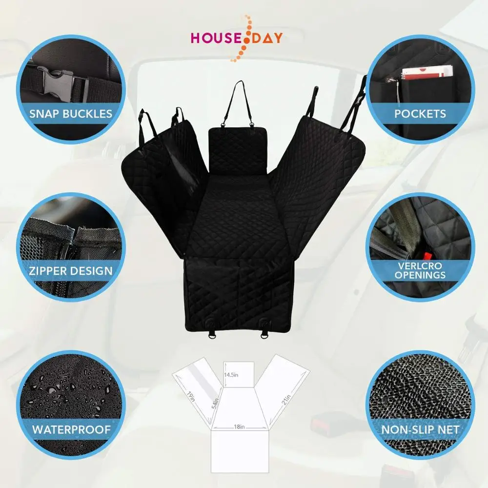 Чехол на заднее сиденье для собак 900D с сетчатым окошком просмотра карман