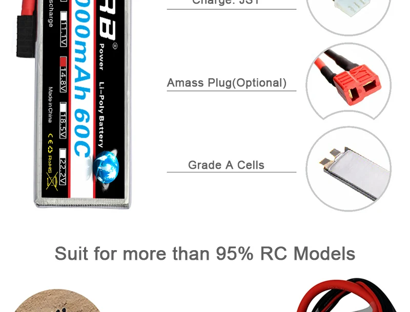 HRB 14,8 V 4000mah Lipo батарея 4S XT60 Deans T XT90 EC5 TRX 60C для Team Energy 1/8 1/10 Автомобили Самолеты Грузовик Лодка RC запчасти AKKU