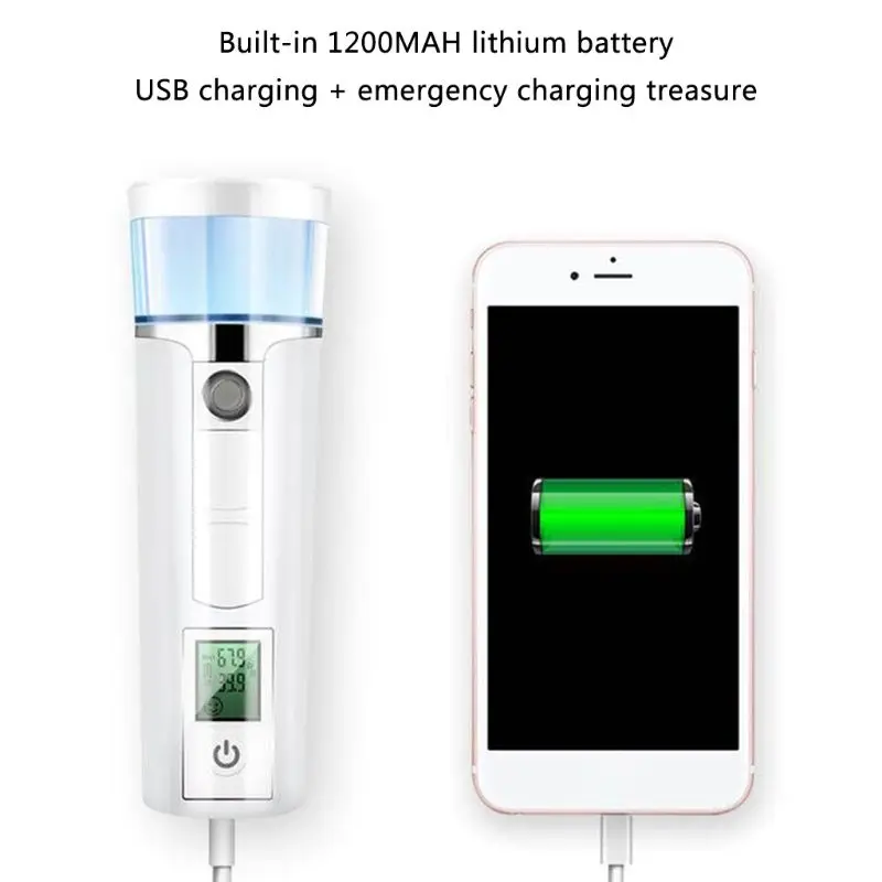 Перезаряжаемый мини-отпариватель для лица с USB нано-распылитель ЖК-экраном