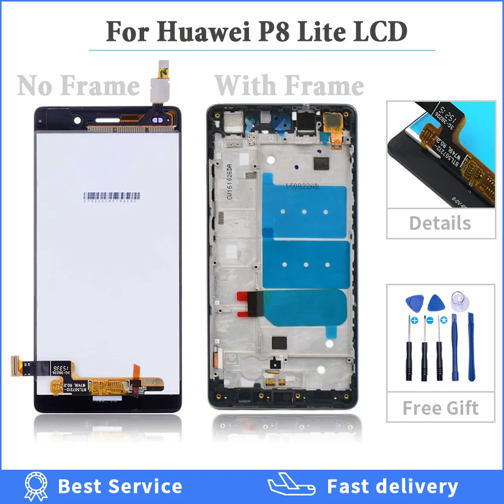 ЖК дисплей с дигитайзером сенсорного экрана для Huawei P8 Lite L21 TL00 L23 CL00 L02 UL00 Замена +