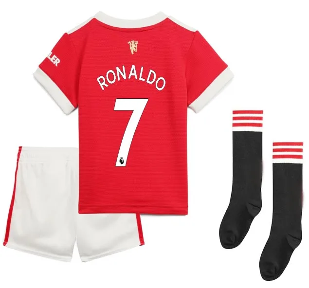 sell well 2021 2022 7 Ronaldo SANCHO United Best quality kids kit socks home away 21-22 Manchester shirt + patch Fast shipping