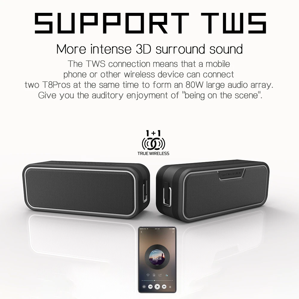 Мощная портативная Bluetooth-колонка сабвуфер водонепроницаемый музыкальный центр с