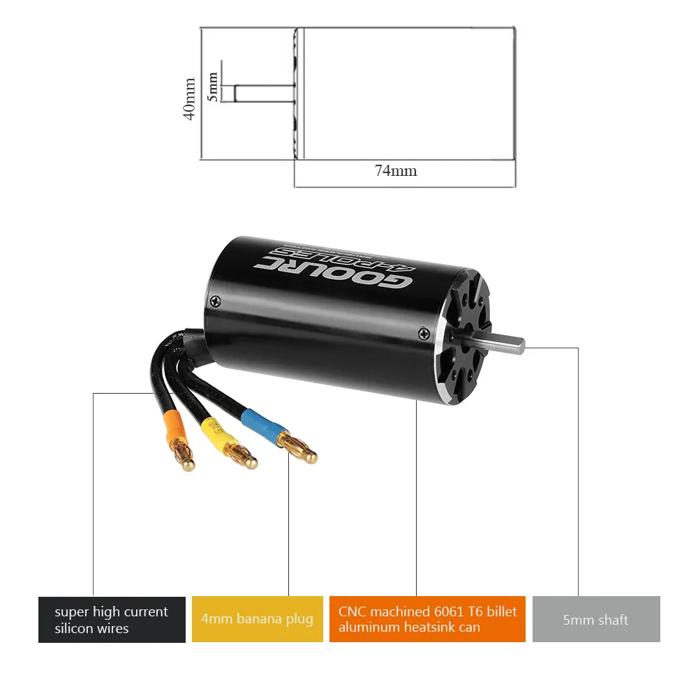 Оригинал GoolRC High Performance 4074 2250KV 4 полюса бесщеточный двигатель для 1000 мм (или выше) RC