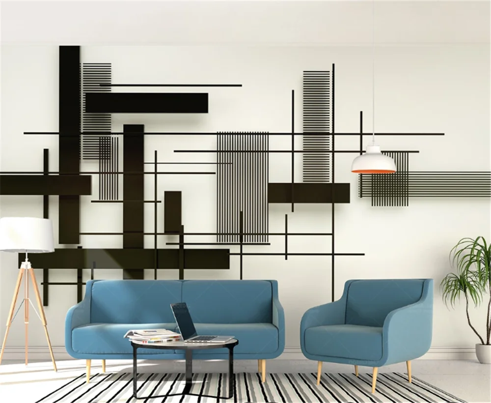 Пользовательские 3D обои beibehang модные черно белые Геометрические Квадратные