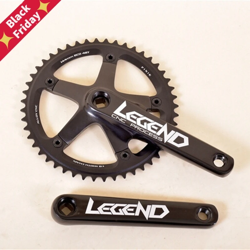 

Single Speed Aluminium Alloy Crankset 48T Chainring, BCD144 170mm Crankarm for Folding Bike, Fixed Gear BIKE Bicycle Sprocket