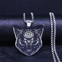 witchcraft eyes cat stainless steel necklace mysterious divination baphomet occult necklace jewelry cadena n4080s02