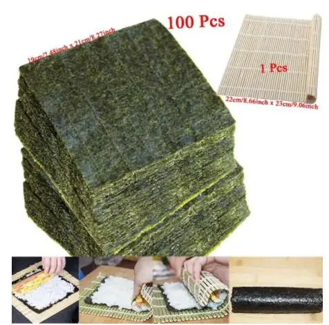

50-100Pcs Nori Sushi Seaweed, Dried Laver Seaweed Nori for Sushi Set, Wholesale High Quality Seaweed Nori Sushi