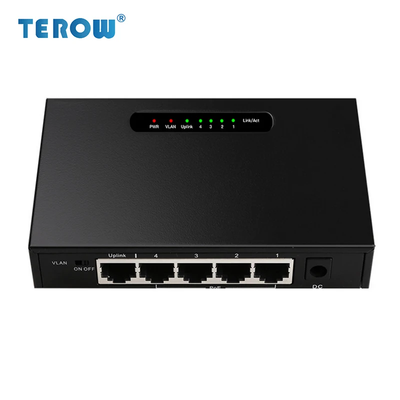 

TREOW 5-Port 10M/100M/1000M POE Gigabit Switch 52V 1.25A Ethernet Switch VLAN With External Power for Wireless AP/POE Camera