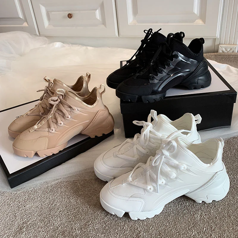 

2021 autumn new fashion ladies old shoes with high heels and versatile casual sports shoes zapatos de mujer
