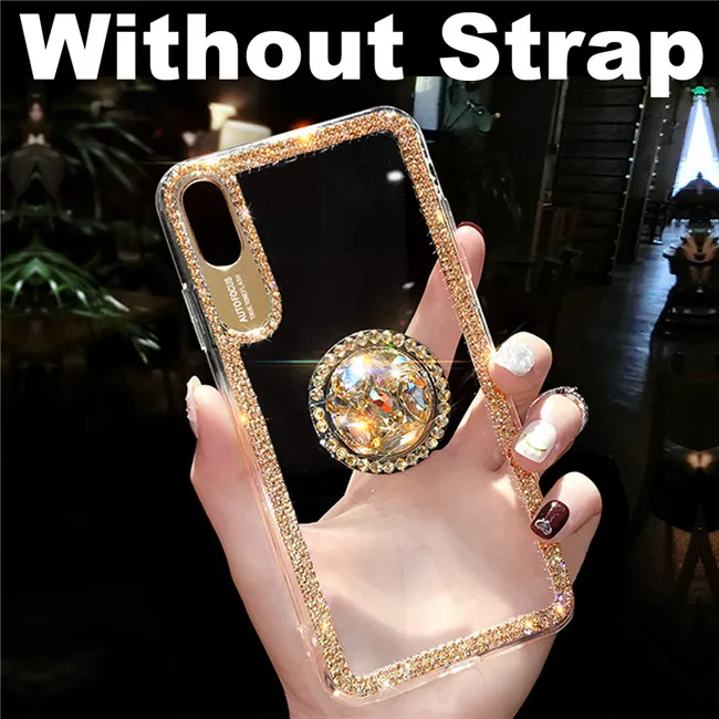 Without Strap Роскошный блестящий чехол с кольцом для пальца для iPhone X, 8, 7, 6, 6S Plus, XR, XS, 11 Pro Max, модный Мягкий ТПУ чехол для телефона - Цвет: Without Strap