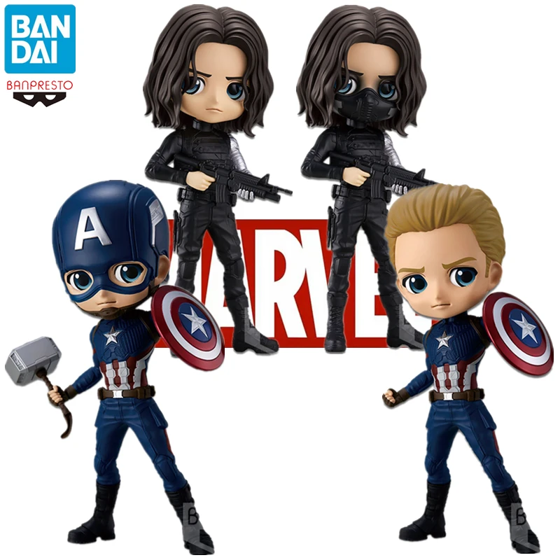 

Original BANDAI Marvel The Avengers Cute version Black Widow Rocket Groot Anime Action & Toy figures Model Toys For Children
