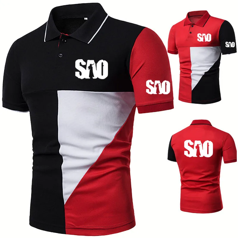 

High Quality Cotton Fashion casual Trend Men's POLO shirt SAO Sword Art Online Printing POLO shirt Summer Men's short sleeve