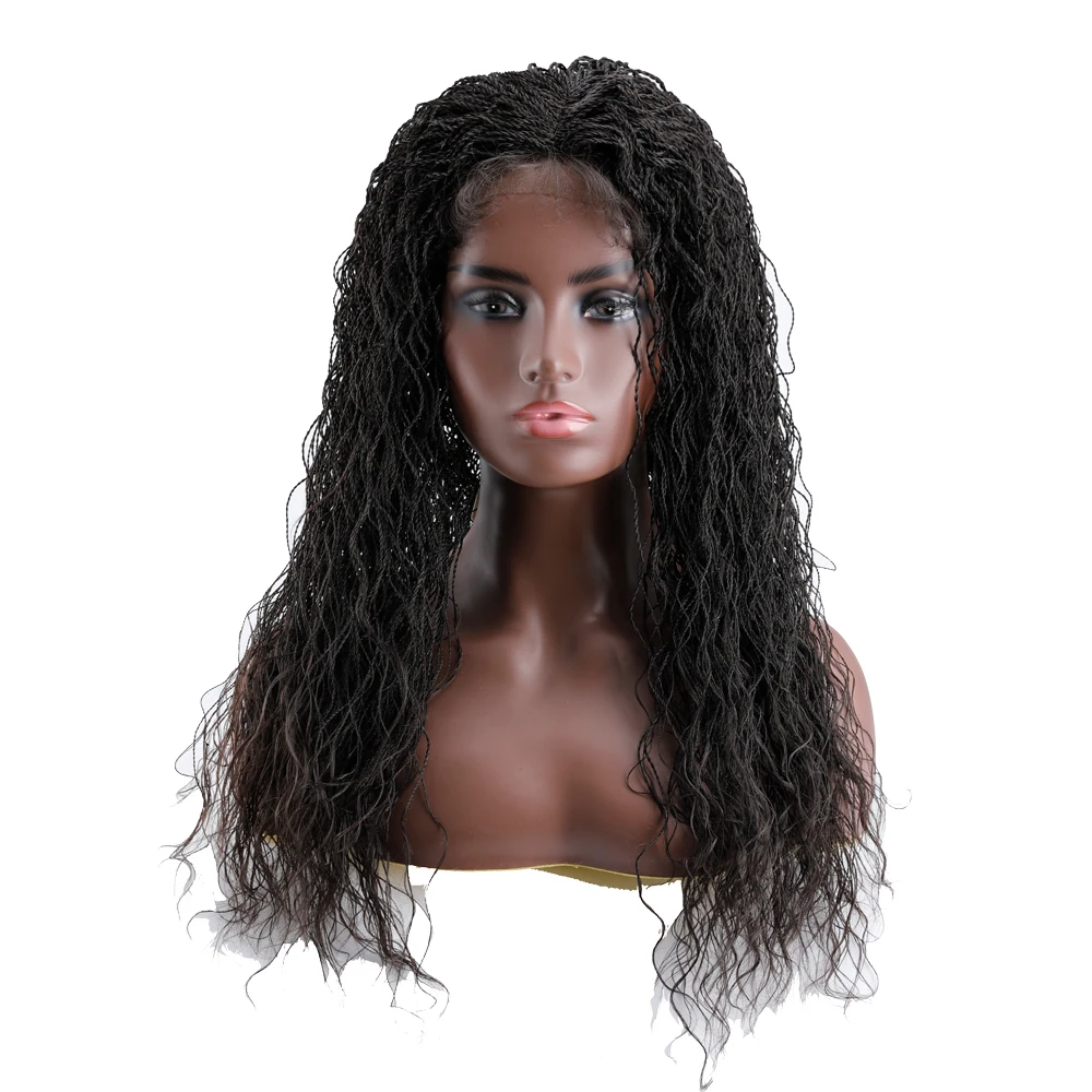 

Braided Wigs for Black Women 22' Synthetic Long Curly Wigs Braided Wig Middle Parting Heat Realistic Fiber Hair Lace Front Wigs