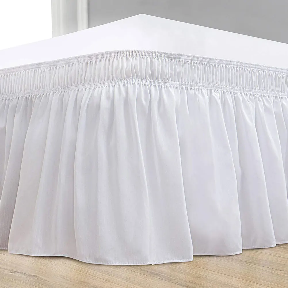 

Hotel Bed Skirt Wrap Around Elastic Bed Shirts Solid Color Without Bed Surface Twin /Full/ Queen/ King Size Height Home Decor