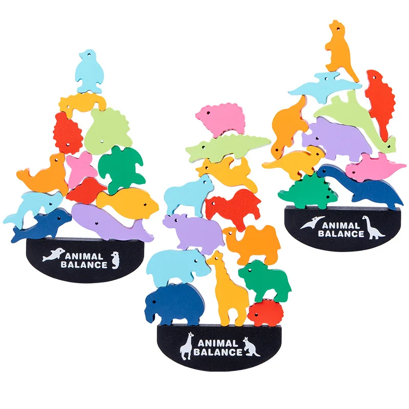 

Wooden Animal Balance Toys Kindergarten Jenga Jenga High Building Blocks Early Education Board Game