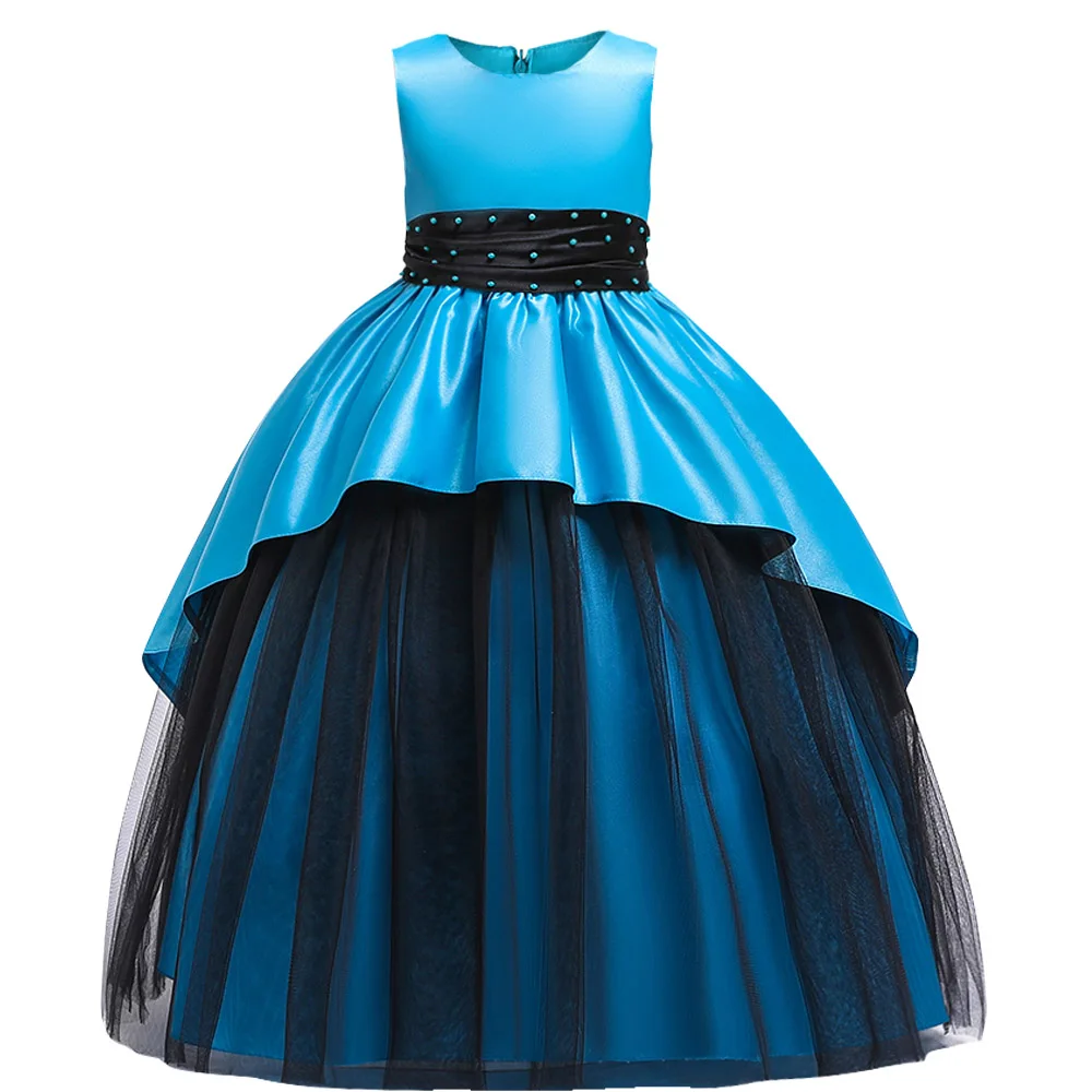 sky blue Ladies dress flower girl dress children wedding party kids clothes first communion princess ball gown vestido comunion - Цвет: sky blue