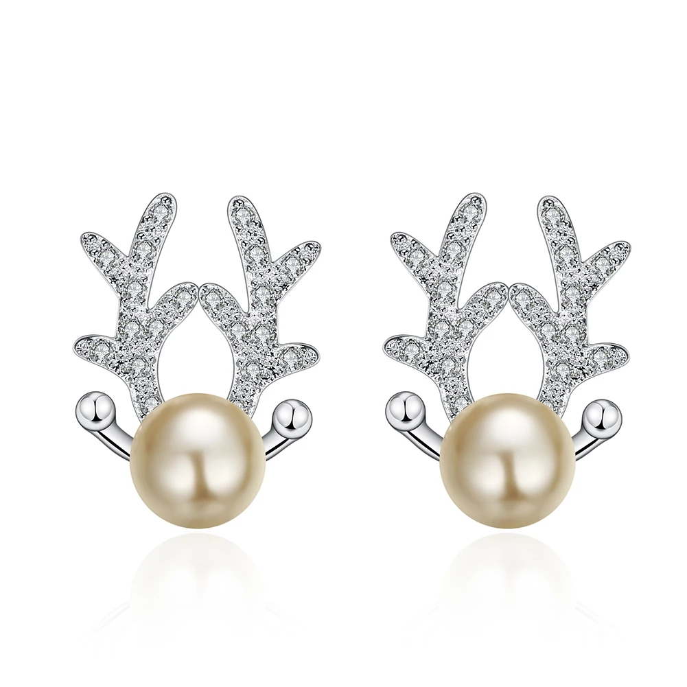

Fashion women's pearl earrings silver pendants