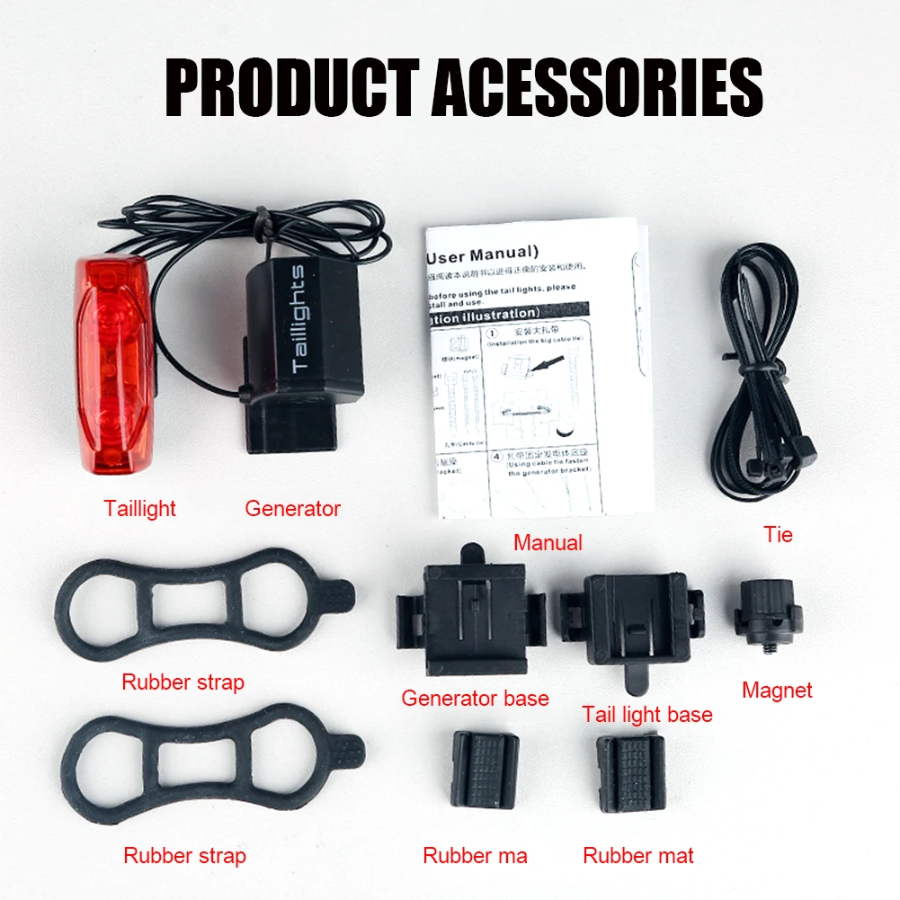 Induction Bike Taillights Magnetic Lights Cycling Warning Lamp MTB Bicycle Power Generate Taillight New Hot | Спорт и развлечения