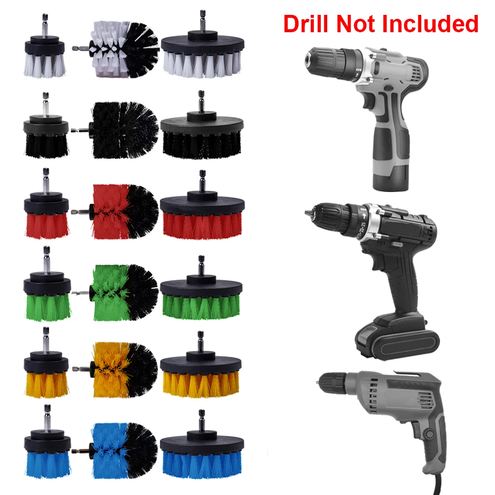 3Pcs Power Scrubber Brush Drill + 1pc 15cm Extension Tube 2 3.5 4'' Wheel Brushes for Car Washing Cleaning Kits | Автомобили и