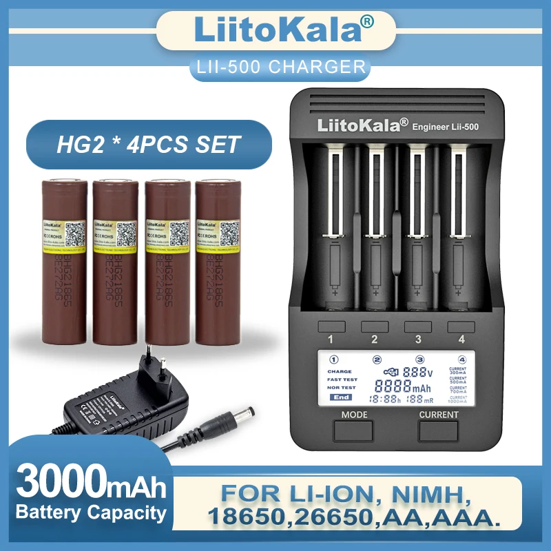 Liitokala Lii-500 18650 Battery Charger HG2 3000mAh 3.6V Lithium Continuous Discharge 20A Dedicated Electronic Power Battery
