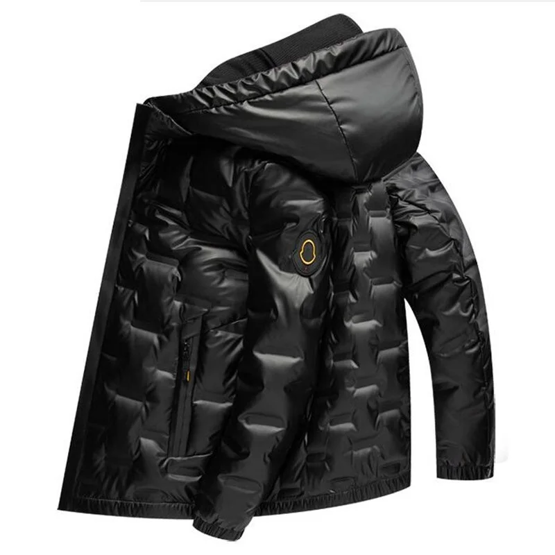 

Новинка, мужская куртка на утином пуху, модное повседневное пальто в полоску, Мужская одежда, осенне-зимние толстые теплые куртки