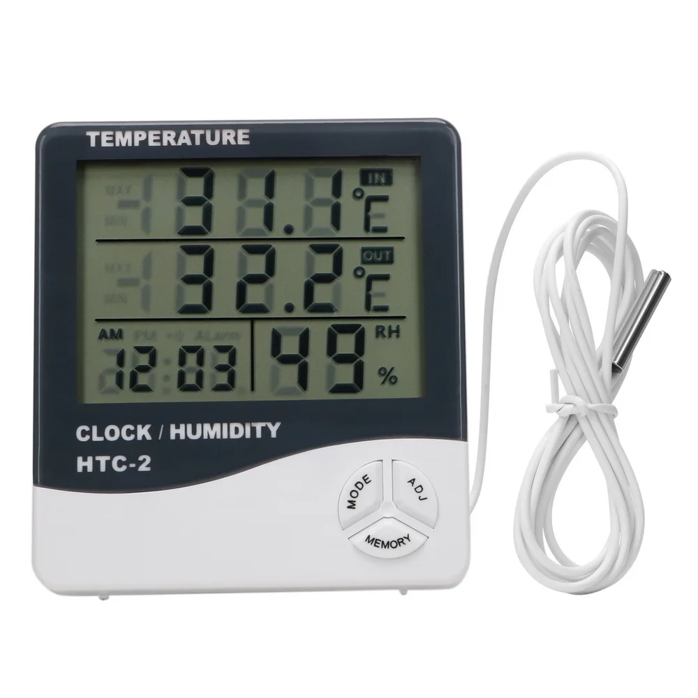 temperature humidity meter with alarm clock electronic digital lcd thermometer hygrometer indoor outdoor weather tester free global shipping