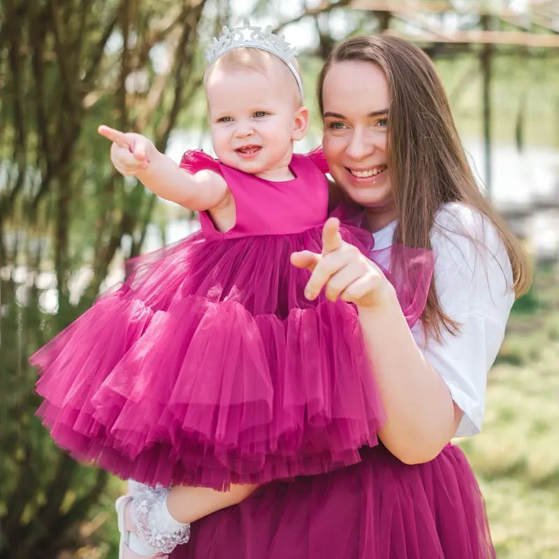 

Baby Girl Flower Dress Kids Bridemaid Wedding Dresses For Children Bule Tulle Gowns Little Girls Boutique Party Elegant Frocks