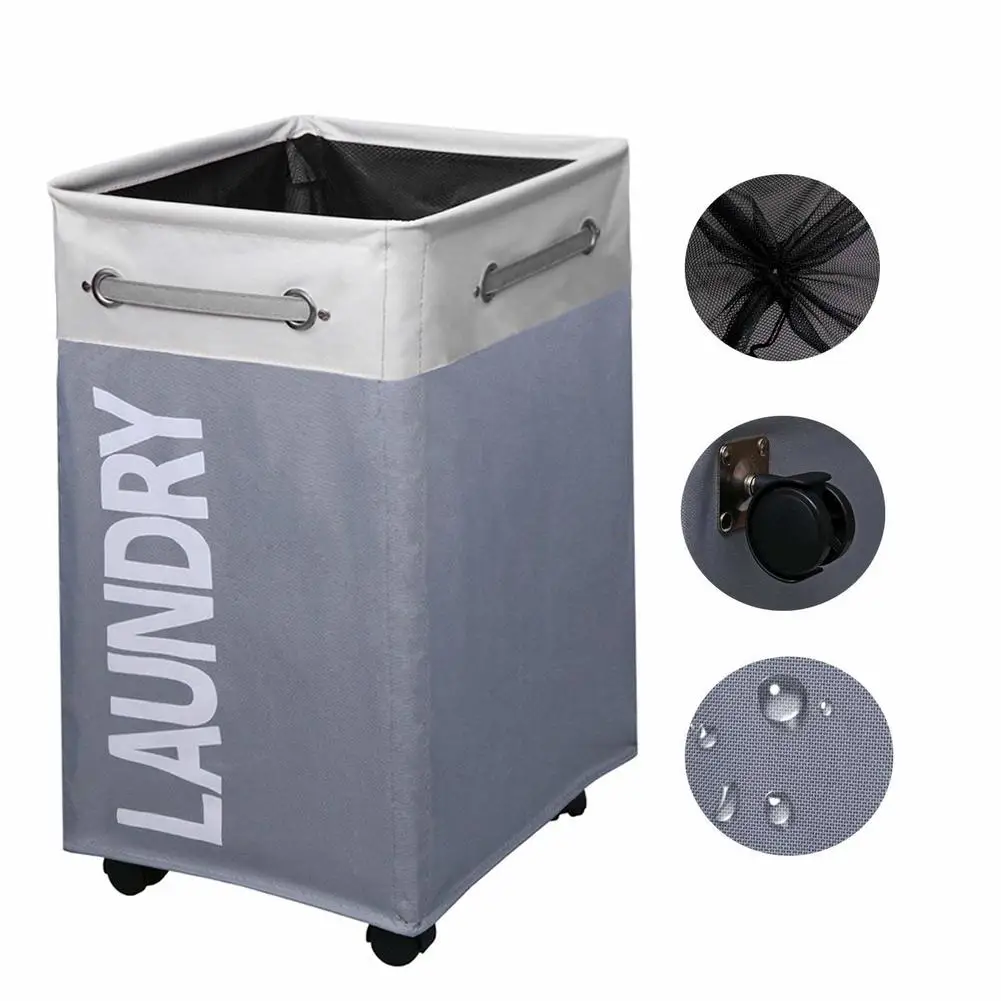 

Collapsible Laundry Basket Large with Handles-Splicing Laundry Hamper on Wheels-Tall Foldable Cloth Organizer Storage