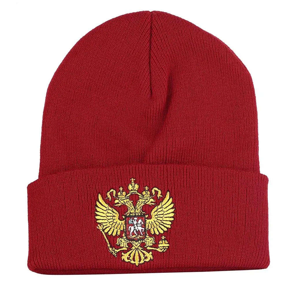 Knit Womens Winter Hats Warm Russian Double Eagle Embroidery Cotton Mens Beanies Cold Skullcap Short Caps Bonnet Girls Boy Hat | Аксессуары