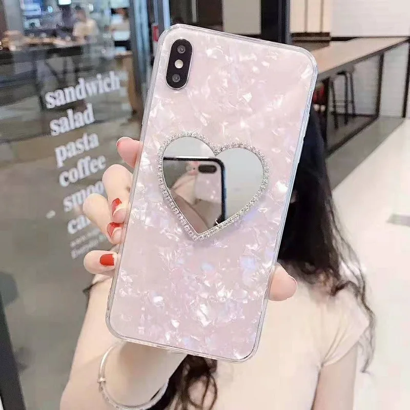 Любовь зеркало в виде ракушки чехол для samsung Galaxy A10 A20 A30 A40 A50 A70 J4 J6 J8 A6 2018 Note8 9 10 Note10pro