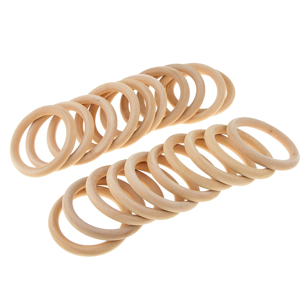 

20 Pcs Handmade Natural Wooden Tooth Rings Children's Game DIY