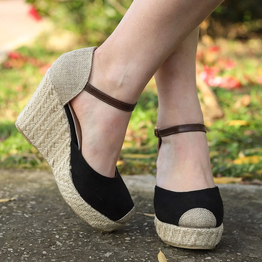 Босоножки женские с соломенным переплетением Пляжная повседневная обувь в