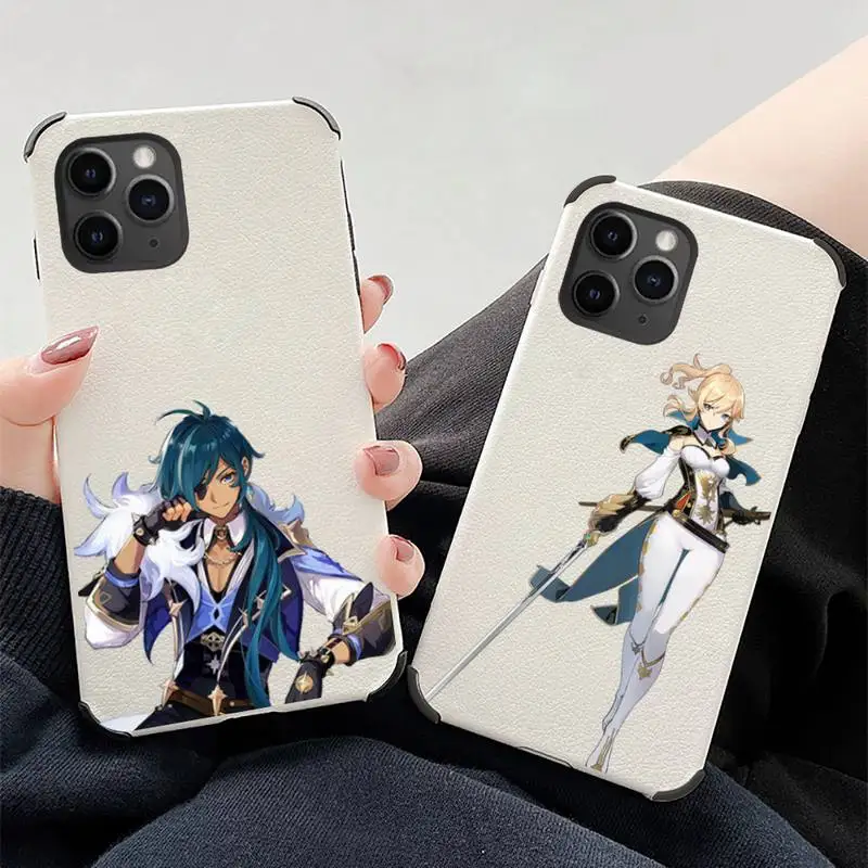 

genshin impact Phone Case Lambskin Leather For iphone 12 11 8 7 6 XR X XS PLUS MINI PLUS PRO MAX Shockproof