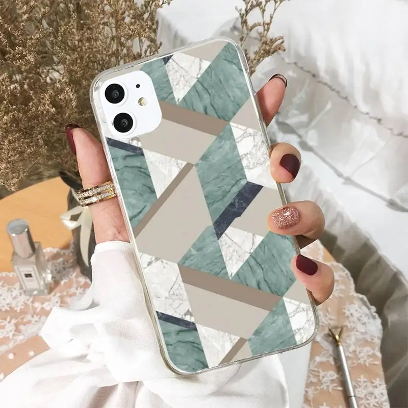 

Marble Geometric Phone Case For iphone 5s 6 7 8 11 12 XSMAX XR pro plus mini se2020 Cover Fundas Coque