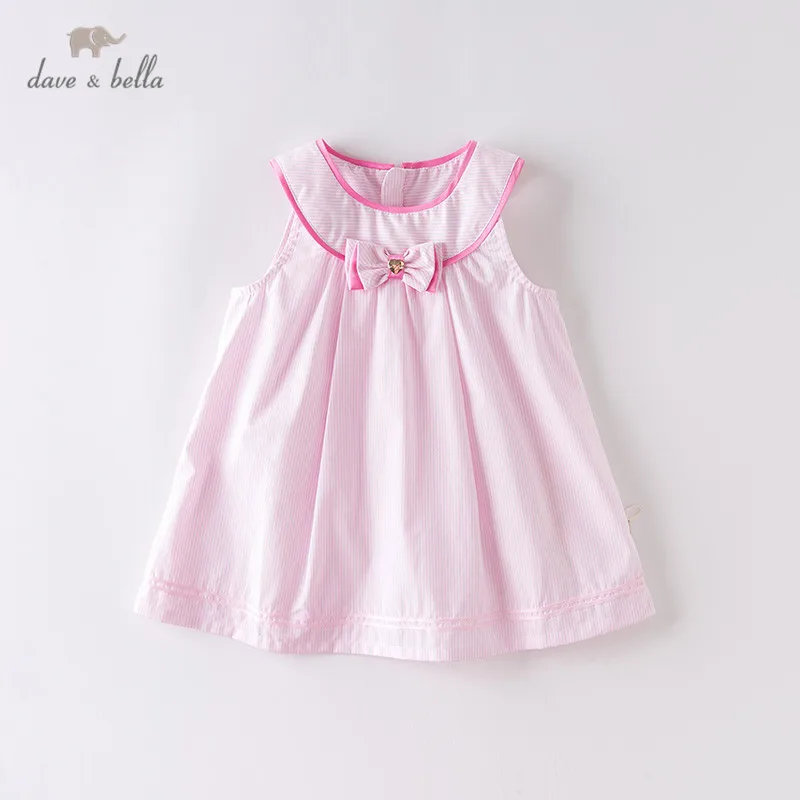 DBH13951 dave bella/летнее милое Полосатое платье на молнии с бантом для маленьких