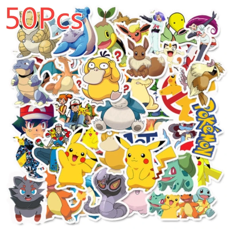 Pegatinas de pokemon de 40/50/100 Uds para equipaje, monopat&iacute;n, tel&eacute;fono, port&aacute;til, Moto, bicicleta, pegatina de pared para guitarra, pegatina impermeable DIY-1