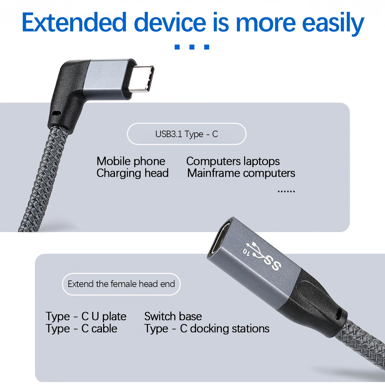 Фото Удлинительный кабель USB Type-C 0 5 м с изгибом 100 Вт PD А 4K при 60 Гц 3.1 10 Гбит/с для MacBook Pro Удлинительный кабель USB Type-C 0 5 м с изгибом 100 Вт PD А 4K при 60 Гц 3.1 10 Гбит/с для MacBook Pro