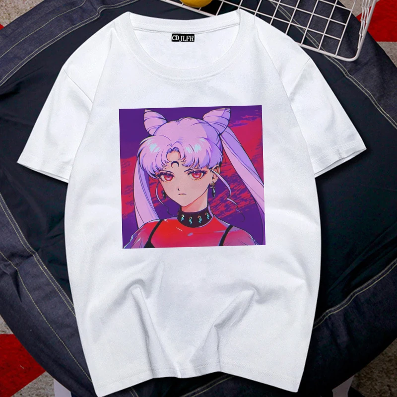 Летняя новинка Сейлор Мун модная футболка для женщин Harajuku короткий рукав Веселая