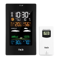 fanju color weather station wireless digital alarm wall clock thermometer hygrometer barometer time calendar