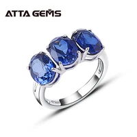 blue sapphire silver ring 7 95 carats created blue sapphire engagement wedding sterling silver ring deep blue color top quality