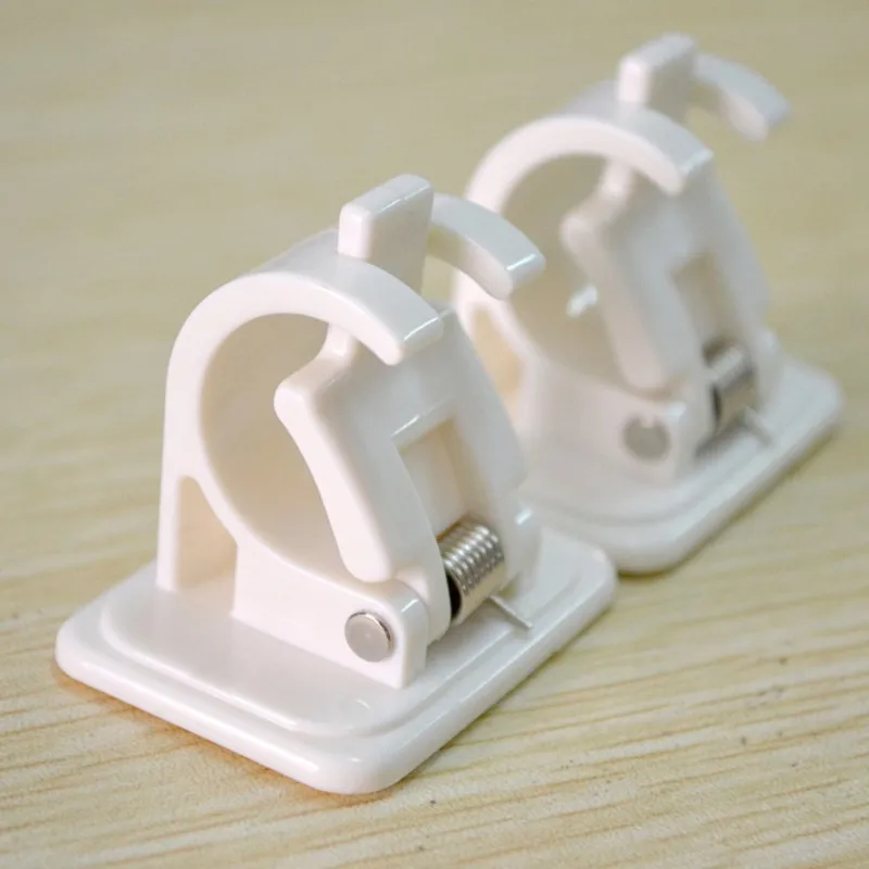 

2Pcs Hanging Rod End Hanging Clips Adhesive Wall Hanging Curtain Hanging Rod Clip Hook Suction Box Bathroom Organizer Wall Shelf